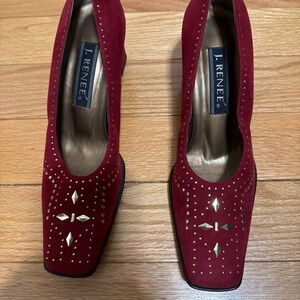 J.Renee Burgundy Studded Heels